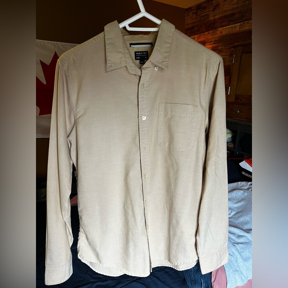 RVCA Tan Casual Button Down Shirt